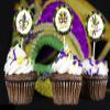 16 PCS Mardi Gras Cupcake Toppers, Green Purple Cake Picks Mardi Gras Fleur De Lis Cake Toppers Circle Banner Cupcake Decorations for Carnival Masquerade Cosplay Party Decor view 3