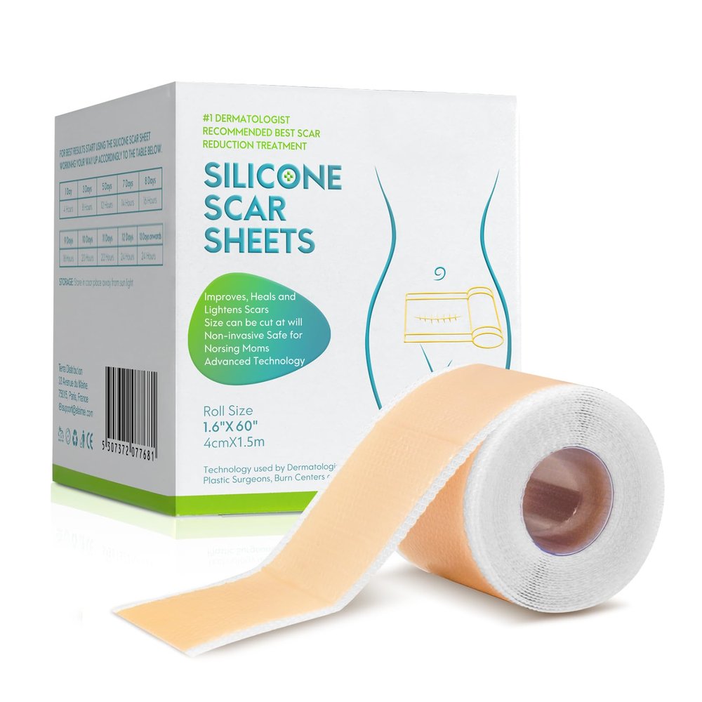Silicone Scar Sheets, Silicone Scar Tape Roll, Scar Removal Sheet Long Strips for Acne Burn, Keloid (1.6 x 60)