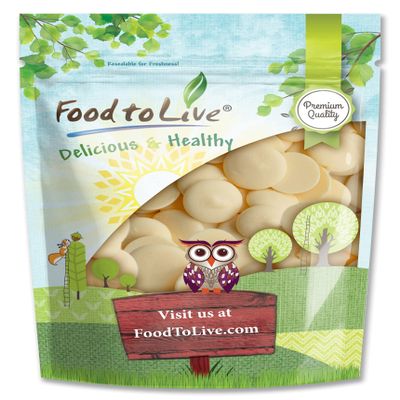 Food to Live Raw Cacao Butter Wafers, 4 Pounds  Pure, Cold-Pressed, Unfiltered, Unrefined, Non-Deodorized, Kosher, Keto, Vegan, Sirtfood, Bulk. Great for Cooking, Baking, Hot White Chocolate