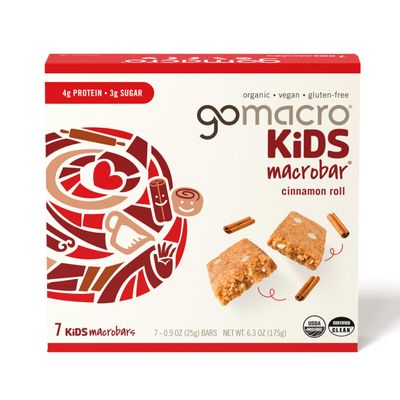 GoMacro Kids MacroBar Organic Vegan Snack Bars - Cinnamon Roll (0.9 Ounce Bars, 7 Count)