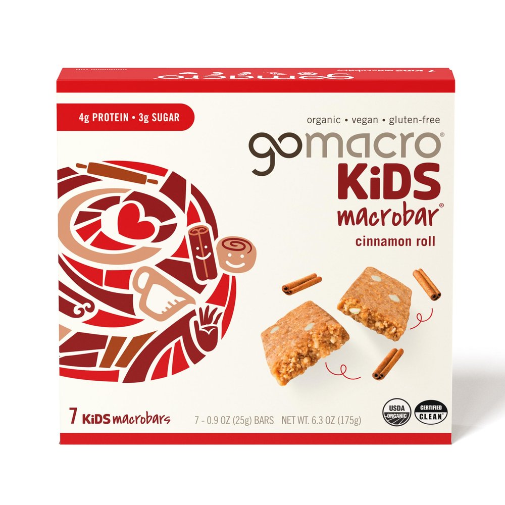GoMacro Kids MacroBar Organic Vegan Snack Bars - Cinnamon Roll (0.9 Ounce Bars, 7 Count)