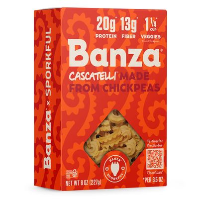 Banza Cascatelli Pasta from Chickpeas - Gluten Free, High Protein, and Lower Carb Protein Cascatelli Pasta Noodles - 8oz