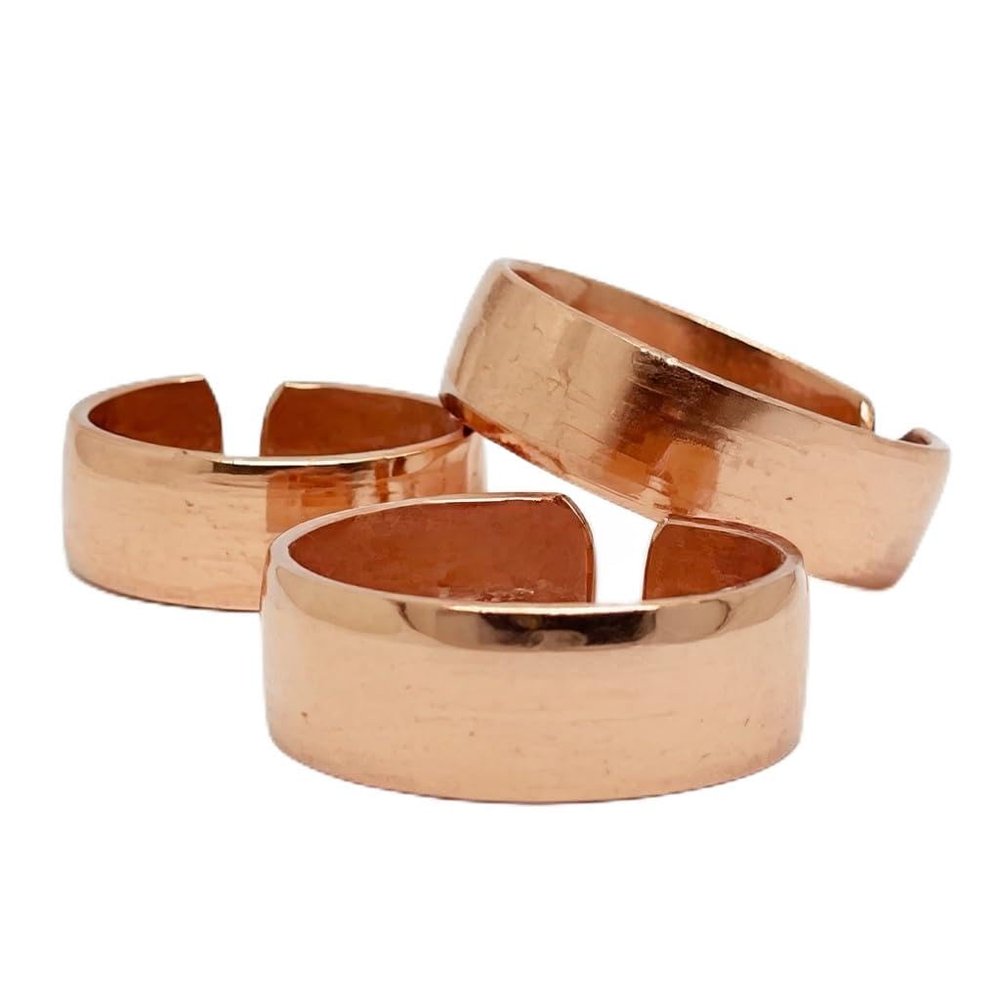Set of 3 Hand Forged Pure Copper Rings. Made with 100% Pure Raw Untreated Copper. Helps Reduce Finger Joint Pain and Swelling. Tibetan Healing Medicine Ring Set. (Plain)