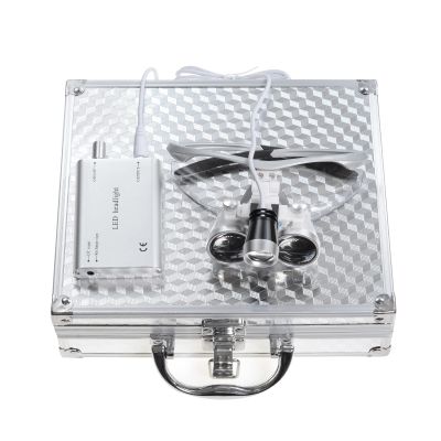 2.5X420mm Bonicular Loupes Magnifier with 3W Operating Head Lamp Aluminum Box (Silver)