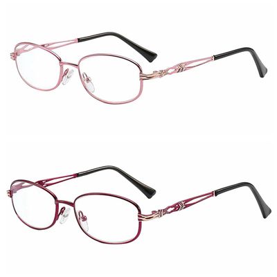 bestsight1936 Purple Pink Women's Retro Alloy Business Metal Engraved Flexible Reading Glass (3.00, 2 Pack)