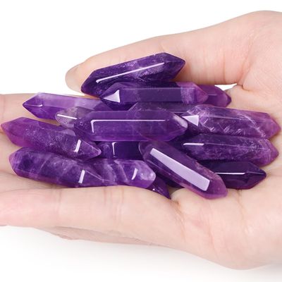 10 PCS Amethyst Crystals Set Wands Polished Healing Crystal Stones Bulk Natural Hexagonal Pointed Reiki Energy Balancing Meditation Therapy Wand Gift Stocking Stuffers for Women