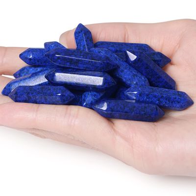 10 PCS Lapis Lazuli Healing Crystals Wands Polished Tumbled Stones Bulk Natural Hexagonal Pointed Reiki Energy Balancing Meditation Therapy Chakra Wand Set