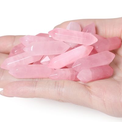 10 PCS Rose Quartz Healing Crystals Set Wands Polished Tumbled Stones Bulk Natural Hexagonal Pointed Reiki Energy Balancing Meditation Therapy Chakra Wand Christmas Gift Stocking Stuffers for Women