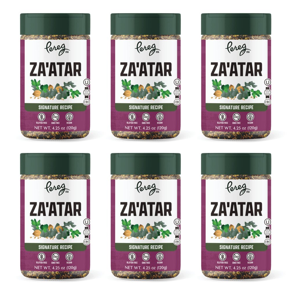 Pereg Zahtar, Mixed Spice Seasoning (4.25 Oz x 6 Pack), Middle Eastern Inspired Za'atar Spices, Non-GMO, No MSG, Gluten Free, All Natural Seasoning, Sprinkler for Pizza, Salad & Chicken