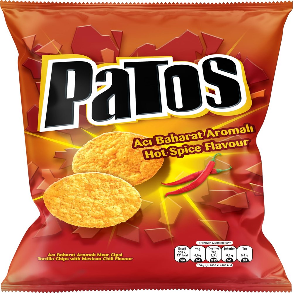 PATOS Aci Baharat Aromali Hot Spice Flavoured Chips, 109g, 4-pack