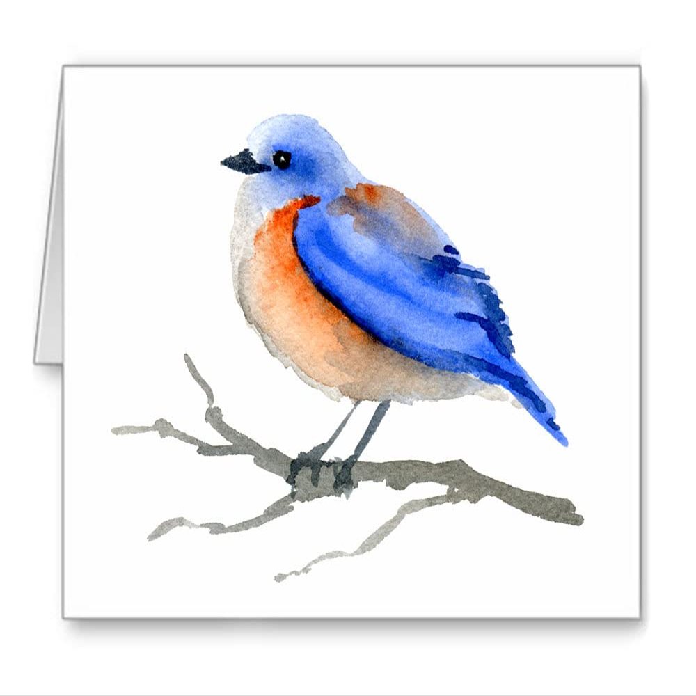 DJ Rogers Fine Art Blue Bird - Set of 10 Blue Bird Note Cards With Envelopes