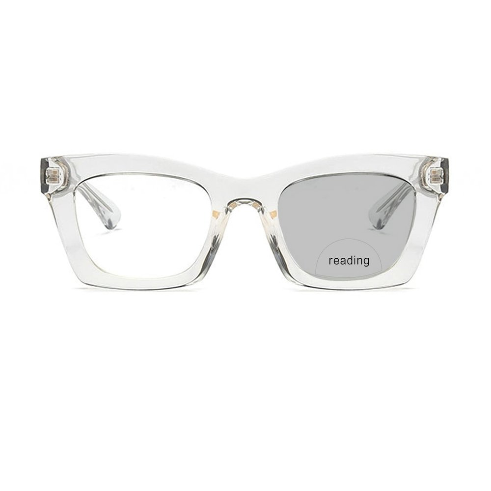 COTIA Bifocal Reading Glasses Transition Photochromic Classic Square Reader for Women's (transparent, 1.0)