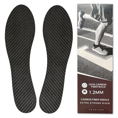 1.2mm Hard Toe Special Use Carbon Fiber Insole, 300mm Rigid Foot Support Insert, Orthotic Shoe Stiffener Insert for Hallux Rigidus Mortons Toe, Men's Size 13.5