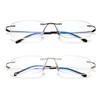 KOOSUFA Rimless Reading Glasses +3.00 Blue Light Blocking Lightweight Eyeglasses Rectangle Frameless Readers for Men Women, Black+silver view 1