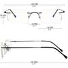 KOOSUFA Rimless Reading Glasses +3.00 Blue Light Blocking Lightweight Eyeglasses Rectangle Frameless Readers for Men Women, Black+silver view 2