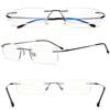 KOOSUFA Rimless Reading Glasses +3.00 Blue Light Blocking Lightweight Eyeglasses Rectangle Frameless Readers for Men Women, Black+silver view 3