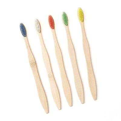 Bamboo Toothbrush, Flat Wave Bamboo Toothbrush, Hotel Supplies, Bamboo Charcoal Soft ToothbrushGreen,4pc)