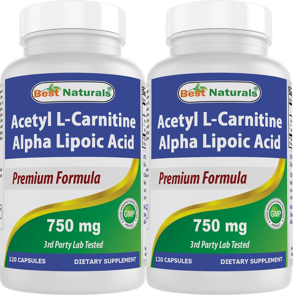 Best Naturals Acetyl L-Carnitine and Alpha Lipoic Acid 750 mg 120 Capsules (120 Count (Pack of 2))