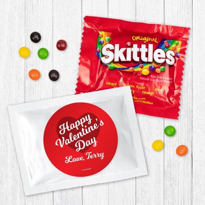 24ct Valentine's Day Candy Favors Fun Size (24 Pack) - White Foil - (3 x 4in) Valentine's Candy for Kids - Classroom Party Favors - Red Heart