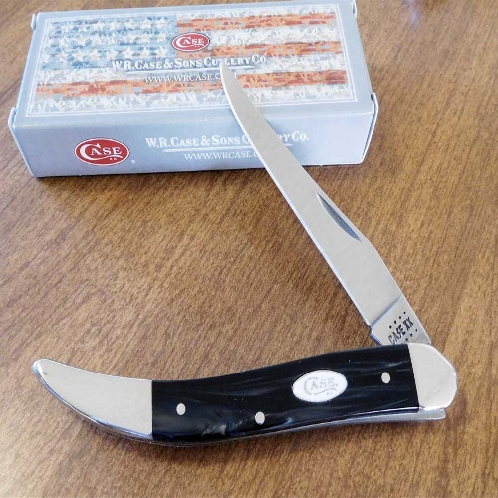 Case XX 23674 Black Pearl Kirinite Handle Single Blade Medium Toothpick, 1010094 SS