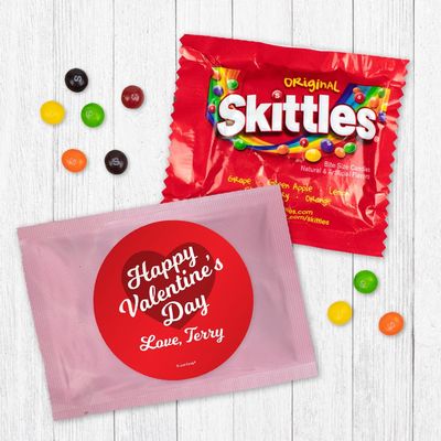 24ct Valentine's Day Candy Favors Fun Size (24 Pack) - Pink Foil - (3 x 4in) Valentine's Candy for Kids - Classroom Party Favors - Red Heart