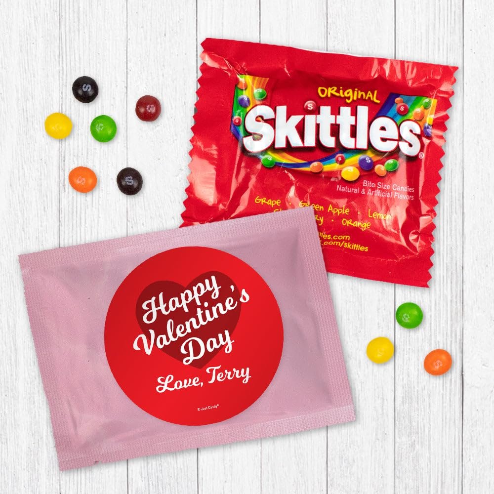 24ct Valentine's Day Candy Favors Fun Size (24 Pack) - Pink Foil - (3 x 4in) Valentine's Candy for Kids - Classroom Party Favors - Red Heart