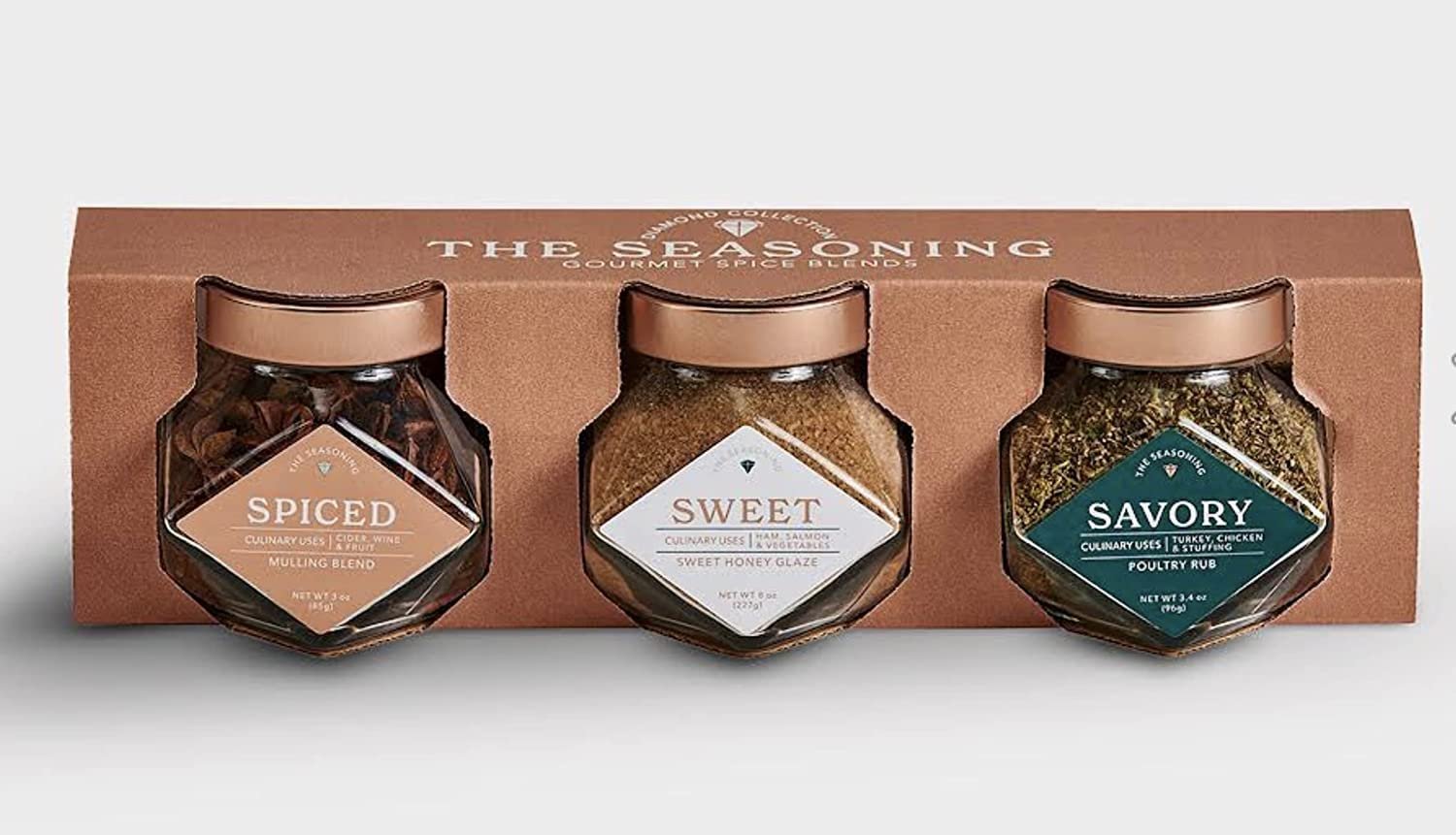 2 PACKS OF THE SEASONING DIAMOND COLLECTION GOURMET SPICE BLENDS DIAMOND JAR TRIO GIFT SET (TRIO HOLIDAY)