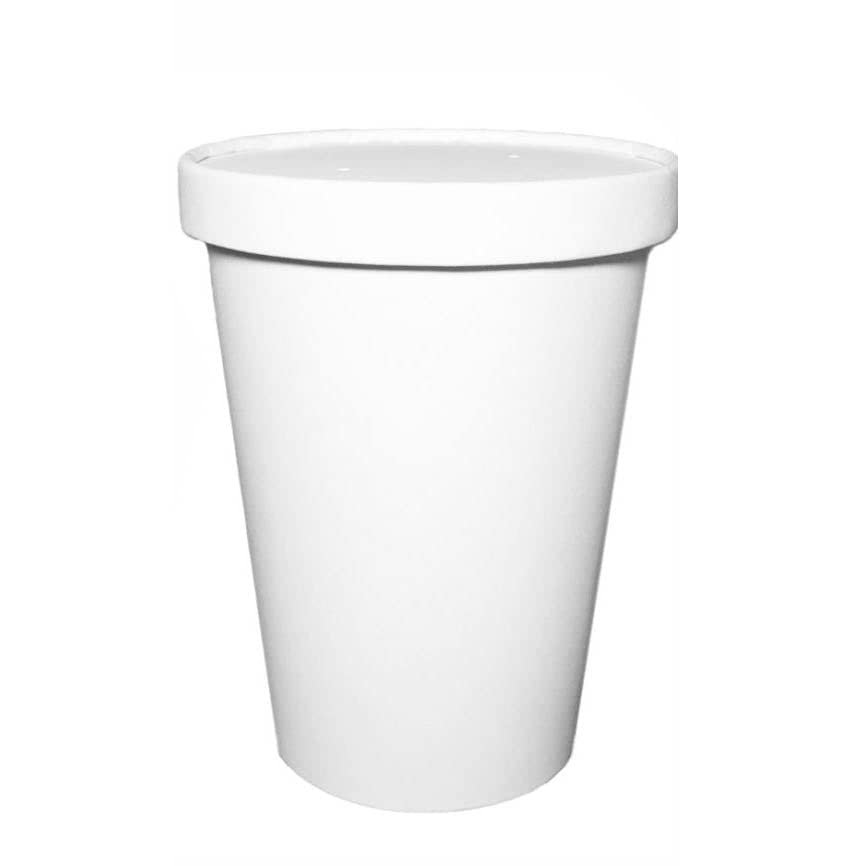Disposable White Paper Soup Containers with Lids - Paper Ice Cream Cups - Disposable Dessert Bowls For Cold, Frozen Yogurt Cups - Food Storage, Microwavable, Freezer Safe Take Out (26oz, 150 Count)