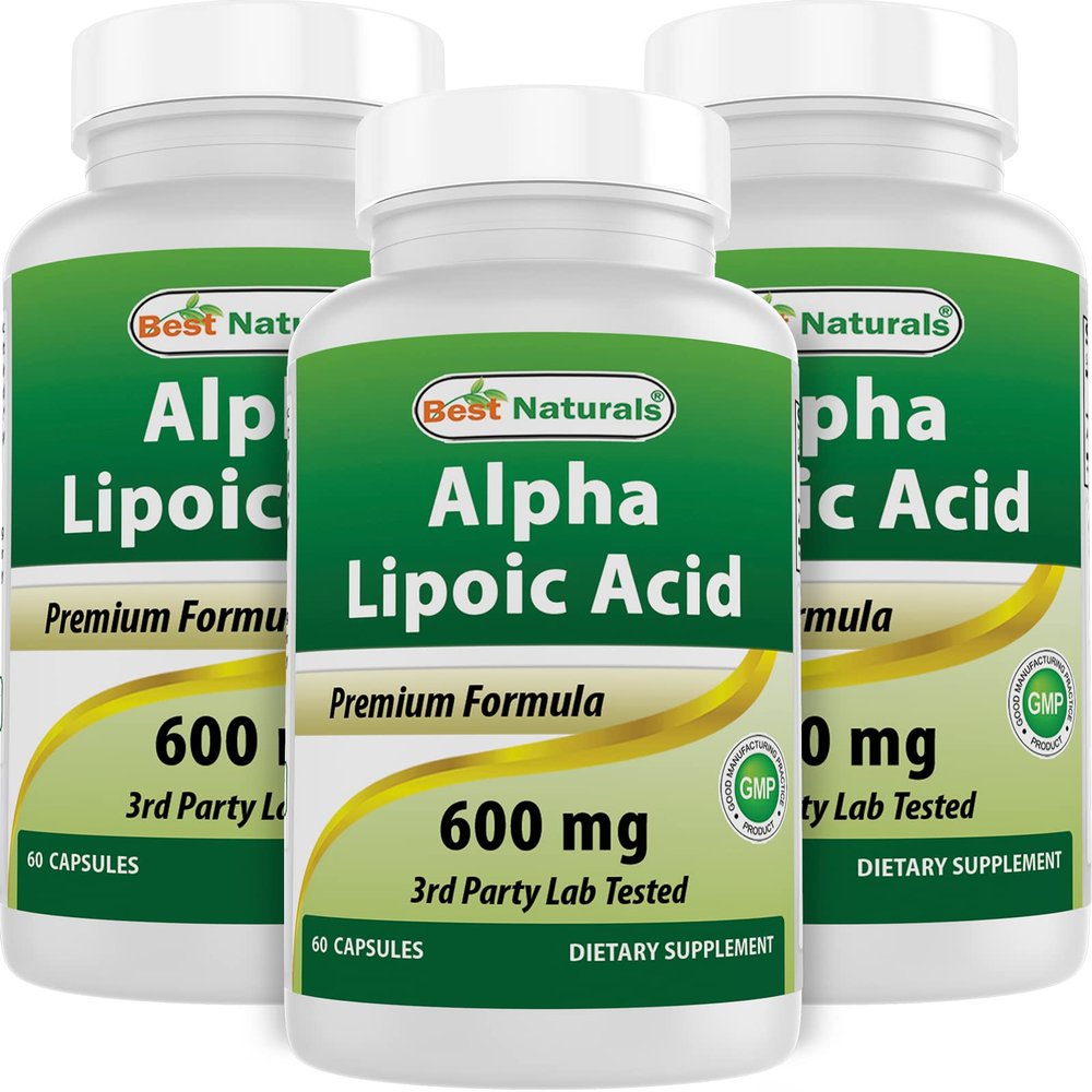 Best Naturals Alpha Lipoic Acid 600 mg 60 Capsules - ALA Powerful Antioxidant (60 Count (Pack of 3))
