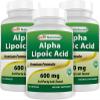 Best Naturals Alpha Lipoic Acid 600 mg 60 Capsules - ALA Powerful Antioxidant (60 Count (Pack of 3)) view 1