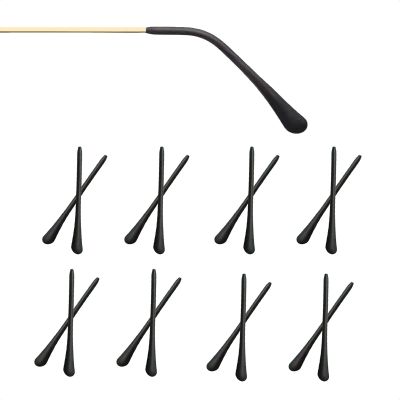 ALEOED 8 Pairs Black Eyeglass End Tips Silicone Anti-Slip Ear Sock Pieces Tube Sleeve Eyewear Soft Replacement Tips for Thin Wired Eyeglass Sunglasses Legs