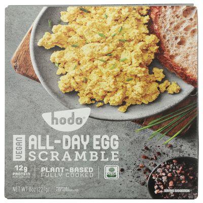 Hodo All-Day Egg Scramble | Egg-less Substitute | Plant-based | Vegan | Fully Cooked Breakfast | Made From Organic Soybeans | Gluten-free | Egg Alternative | Vegetarian | Kosher | 8oz