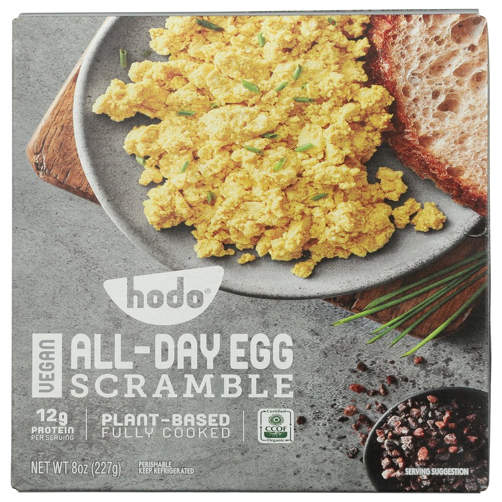 Hodo All-Day Egg Scramble | Egg-less Substitute | Plant-based | Vegan | Fully Cooked Breakfast | Made From Organic Soybeans | Gluten-free | Egg Alternative | Vegetarian | Kosher | 8oz