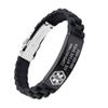 AOAMID Medical Alert Bracelets for Men Women Adjustable Free Engraving Sport Silicone Medical ID Bracelets 8.5 Inches (1Buckle-Black-customize)