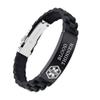 AOAMID Medical Alert Bracelets for Men Women Adjustable Free Engraving Sport Silicone Medical ID Bracelets 8.5 Inches (1Buckle-Black-blood thinner)