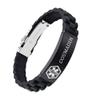 AOAMID Medical Alert Bracelets for Men Women Adjustable Free Engraving Sport Silicone Medical ID Bracelets 8.5 Inches (1Buckle-Black-coumadin)