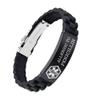 AOAMID Medical Alert Bracelets for Men Women Adjustable Free Engraving Sport Silicone Medical ID Bracelets 8.5 Inches (1Buckle-Black-allergy to penicillin)