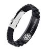 AOAMID Medical Alert Bracelets for Men Women Adjustable Free Engraving Sport Silicone Medical ID Bracelets 8.5 Inches (1Buckle-Black-pacemaker) view 1