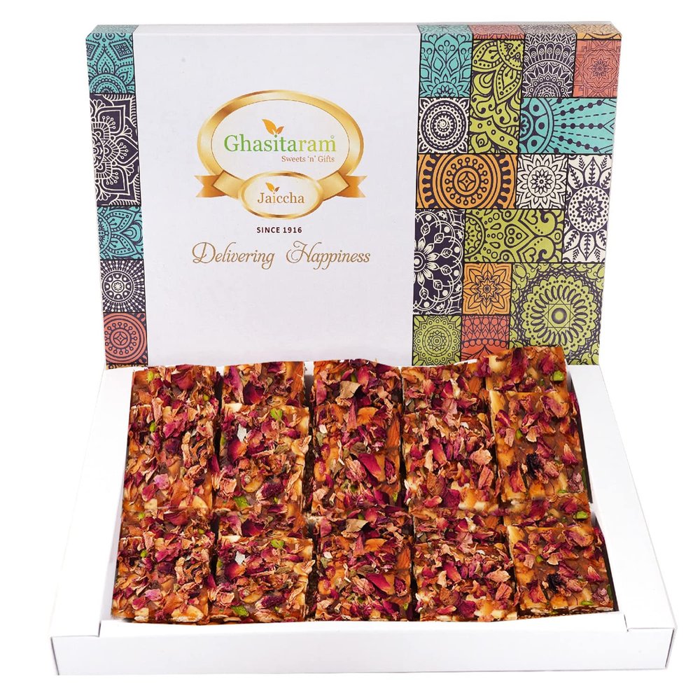 Ghasitaram Gifts Lohri Gifts Rose Dryfruit Chikki 800 GMS