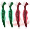Uouovo Premium Hard Denture Brush Toothbrush for False Teeth, Multi-Layered Bristles & Portable Denture Double Sided Brush, Denture Care (Pack of 4) view 1