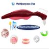 Uouovo Premium Hard Denture Brush Toothbrush for False Teeth, Multi-Layered Bristles & Portable Denture Double Sided Brush, Denture Care (Pack of 4) view 3