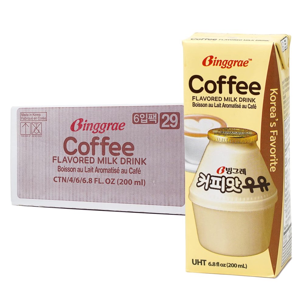 Binggrae Coffee Flavored Milk Drink  Korean Sweet and Creamy Shelf-Stable Beverage  6.8 fl oz Cartons  Pack of 24