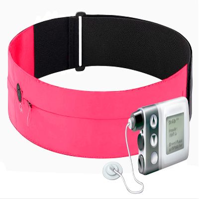 Athl Insulin Pump Belt - 2 Stretch Pockets Fits Insulin Pump, Epipen, Phone, Wallet, Cards and More - Comfortable and Adjustable Waist Strap - Size X-Small 20" - 22" - Insulin Pump Holder - Pink