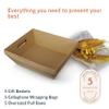 (5pk) Large Baskets For Gifts Empty, Tray For Gifting, Storage 10x12 Sturdy Cardboard Tray With Handles, 5 Cellophane Gift Bags And 5 Gold Pull Bows For Gifting view 2