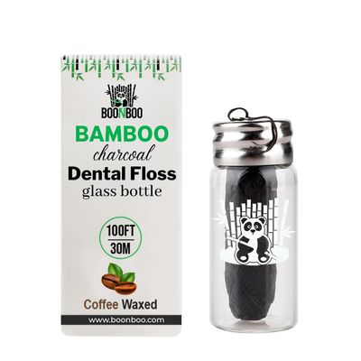 BOONBOO Dental Floss, Bamboo Charcoal Woven Thread, Coffee
