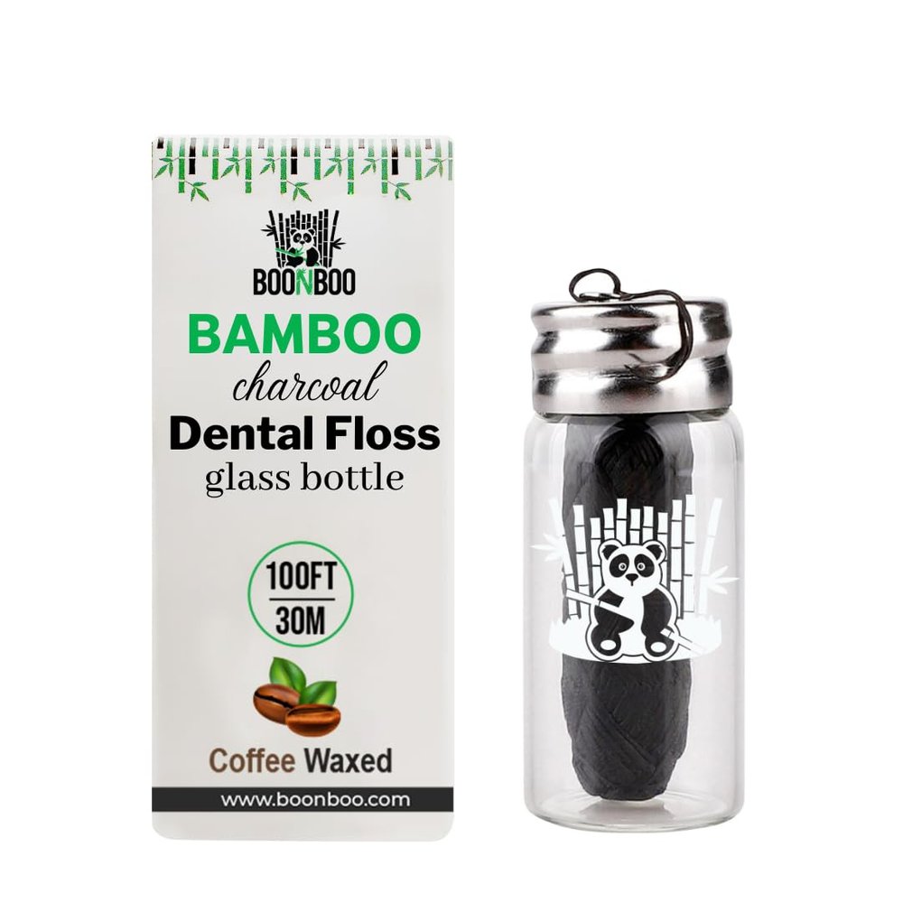 BOONBOO Dental Floss, Bamboo Charcoal Woven Thread, Coffee
