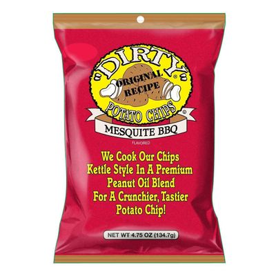 Dirty Potato Chips Dirty Kettle Chips Bag, Mesquite BBQ, 4.75 oz., 12 Count 4.75 Ounce (Pack of 12)