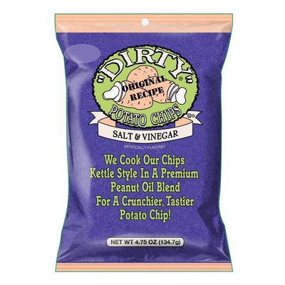 Dirty Potato Chips Dirty Kettle Chips Bag, Salt and Vinegar, 4.75 oz., 12 Count, 4.75 Ounce (Pack of 12)