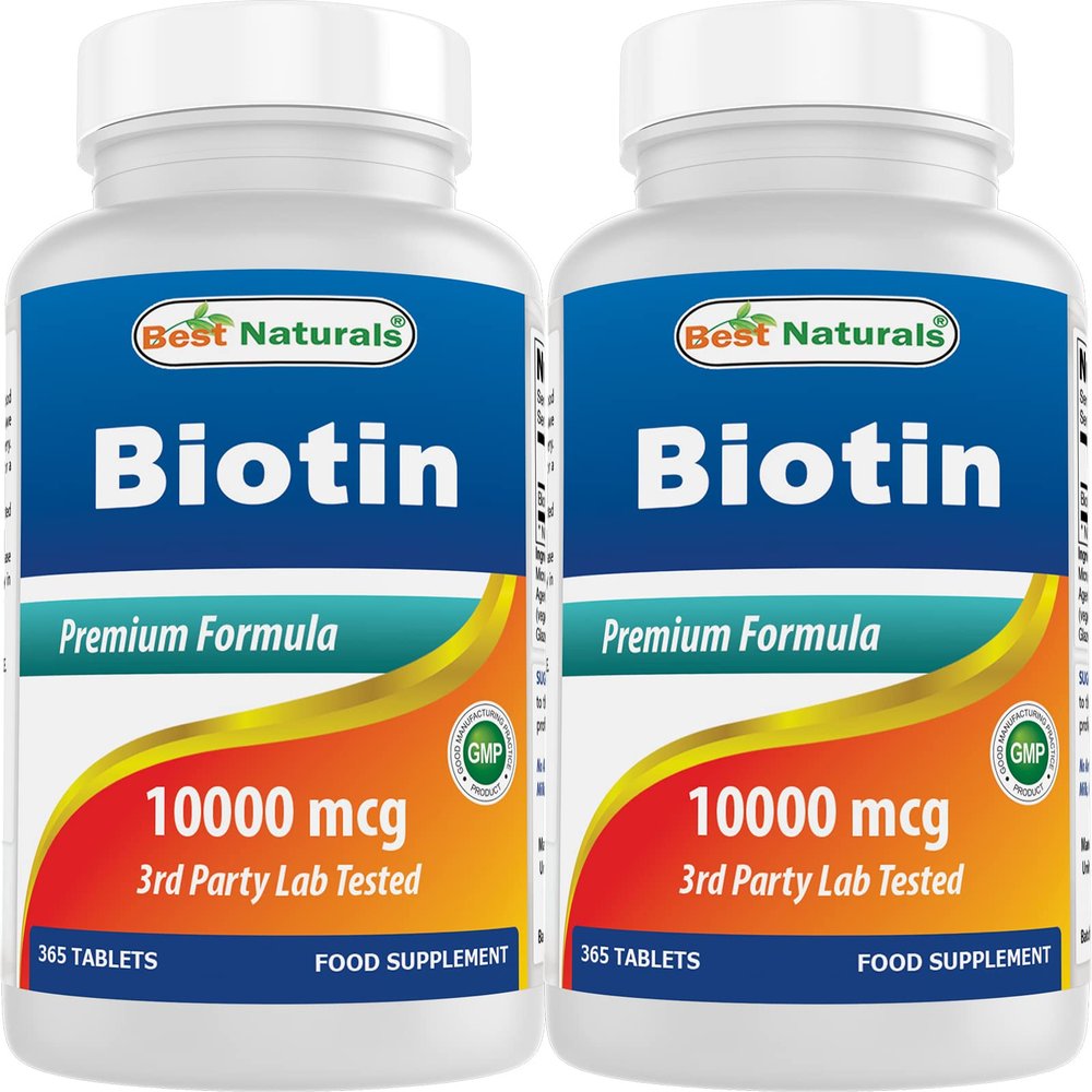 Best Naturals Biotin (Also Called Vitamin B7), 10,000 mcg 365 Tablets (365 Count (Pack of 2))