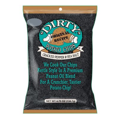 Dirty Potato Chips Dirty Kettle Chips Bag, Cracked Pepper and Sea Salt, 4.75 oz., 12 Count, 4.75 Ounce (Pack of 12)